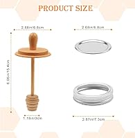 Vista 6 de Sun3drucker Juego de tarros de madera para miel con tapas, palo de madera para tarros de boca regular, tapas de panal de miel para boca regular