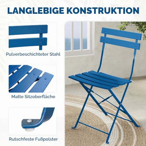 Grand patio Bistro Set 3 Stück, Gartenmöbel Set, Sitzgruppe 2 Stühle und 1 Tisch, Premium Stahl, Klappbar, Balkonset für Hof, Garten… – Ansicht 4