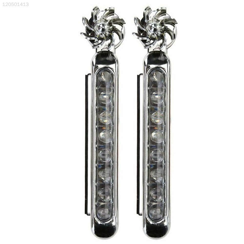 KELUMIE 8 LED Wind Energy Powered Car Daytime Running Lights - Universal Waterproof Fog Lamp for Auto Exterior (Pack of 2)