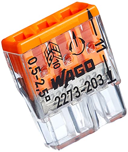 Kopp Wago 33346421 Kopp Lot de 100 boîtes de raccordement compactes à 3 Fils 0,5-2,5 mm² Transparent/Orange