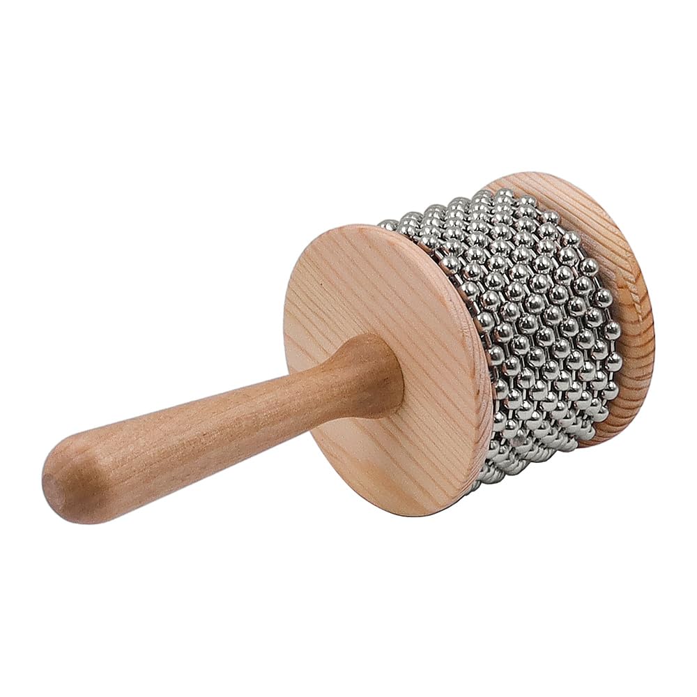 Instrument de musique à percussion Cabasa en bois de haute qualité avec chaîne de perles en métal