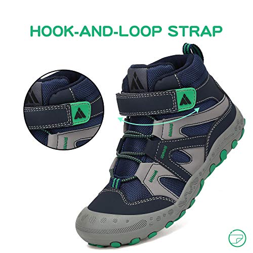 Mishansha Kids Hiking Boots Boys Girls Outdoor Walking Climbing Sneaker Comfortable Non-Slip Snow Shoes Hiker Boot Antiskid Rubber Sole Dark Blue And Green 11 Little_Kid #TOP4