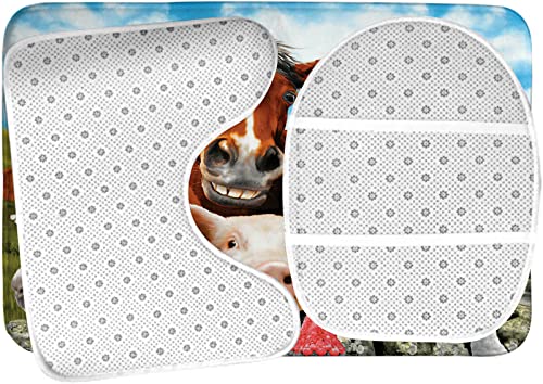 Badezimmerteppich-Set, 3-teilig, Bauernhoftiere, waschbare Badeteppiche, rutschfest, mit Rückenpolster, Konturteppich und Toilettendeckelbezug – Bild 6