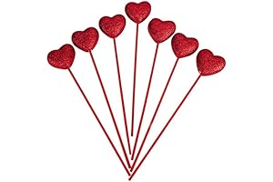 7ct Red Felt Heart Valentine's Day Floral Sticks
