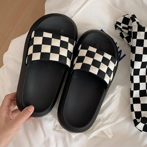 Checkered House Slippers for Women Men Summer Shower Shoes Trendy Comfortable Casual Indoor Home Slipper with Thick Soled Checkerboard Outdoor Beach Slides Non Slip2