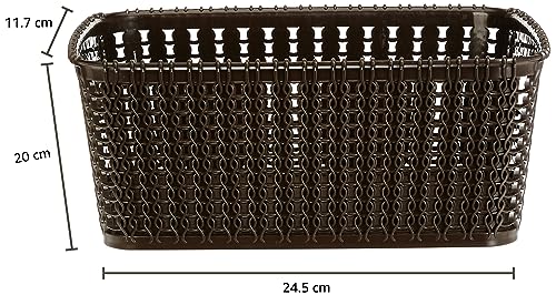 Image of Amazon Brand - Solimo Storage Basket, Set of 2, Medium, Brown, Plastic