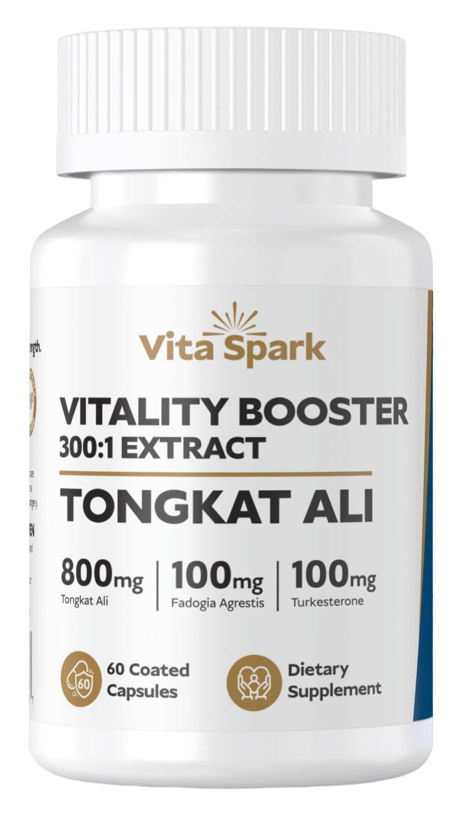 Vita Spark Suplemento para Testosterona com Tongkat Ali, Fadogia Agrestis e Turkesterona, 60 cápsulas