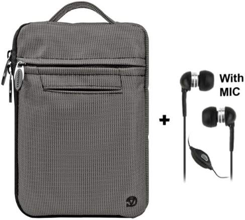 Gray Mighty Nylon Jacket Slim Compact Protective Sleeve Bag Case for Kindle Touch (Wi Fi 6 inch E Ink Display) and Black Earbuds