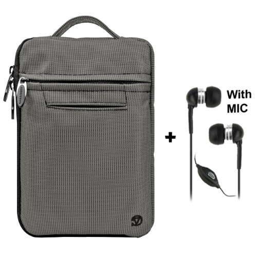 Gray Mighty Nylon Jacket Slim Compact Protective Sleeve Bag Case For Kindle Touch (Wi Fi 6 Inch E Ink Display) And Black Earbuds #TOP2