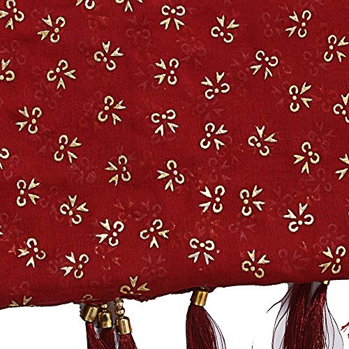 Image of YOUTHQUAKE Soft Chiffon Dupatta with Golden Foil Print & Tassels for Women & Girls
