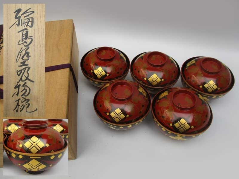 吸物椀　輪島塗木製　金箔　秀衡模様　浄法寺　蒔絵【写真の確認をお願いします】 吸物椀 輪島塗木製 金箔 秀衡模様 浄法寺 蒔絵【写真の確認を