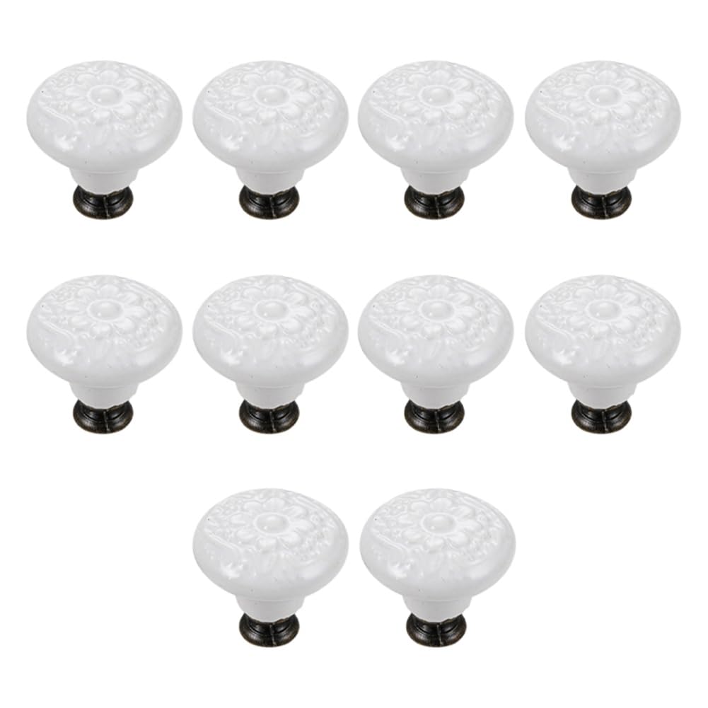 Turodeuo Drawer Pull Handles Round Cabinet Knobs for Closet Cupboard Wardrobe Dresser White