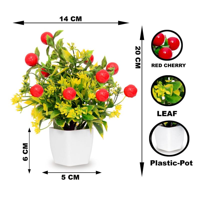 Image of Anuash Artificial Flower with Pot for Home Decoration - 16 cm (Set of 4) | Faux Flower Indoor Plant, Table Top Decorative Potted Plant | Ideal for Living Room, Office Desk & Festive Decor (Design 4)