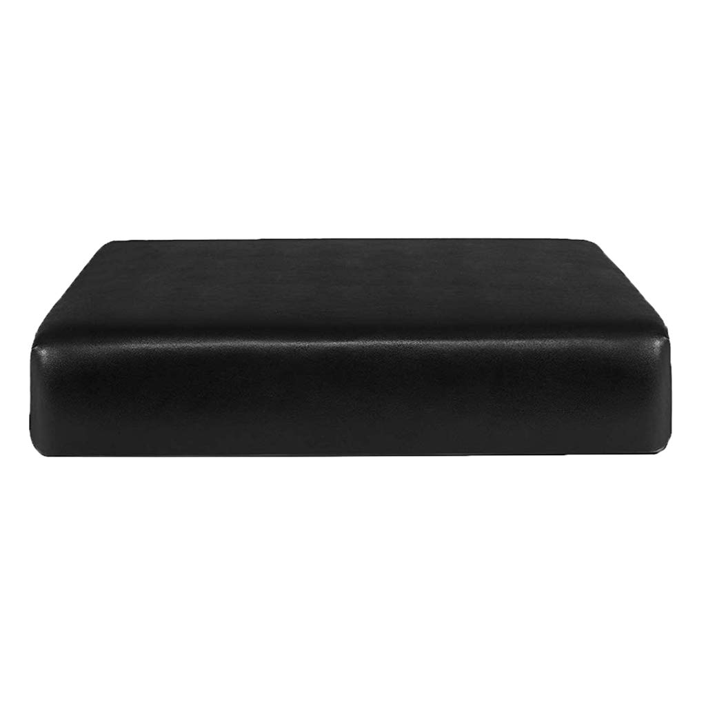 perfk Waterproof PU Leather PU Waterproof Leather Cushion Cover, Fitted Seat Coat Patio Couch Loveseat Sofa Slipcover, Stretch Furniture, Black_1 Seater