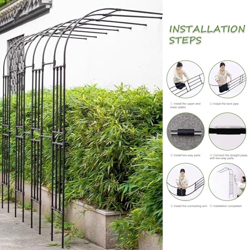 Treillis de jardin en métal – Support robuste pour plantes grimpantes d'extérieur pour roses et vignes, cadre décoratif mural