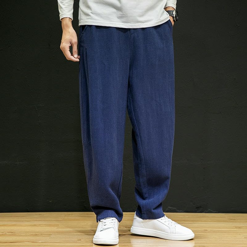 Pantalon homme printemps automne coton lin décontracté respirant