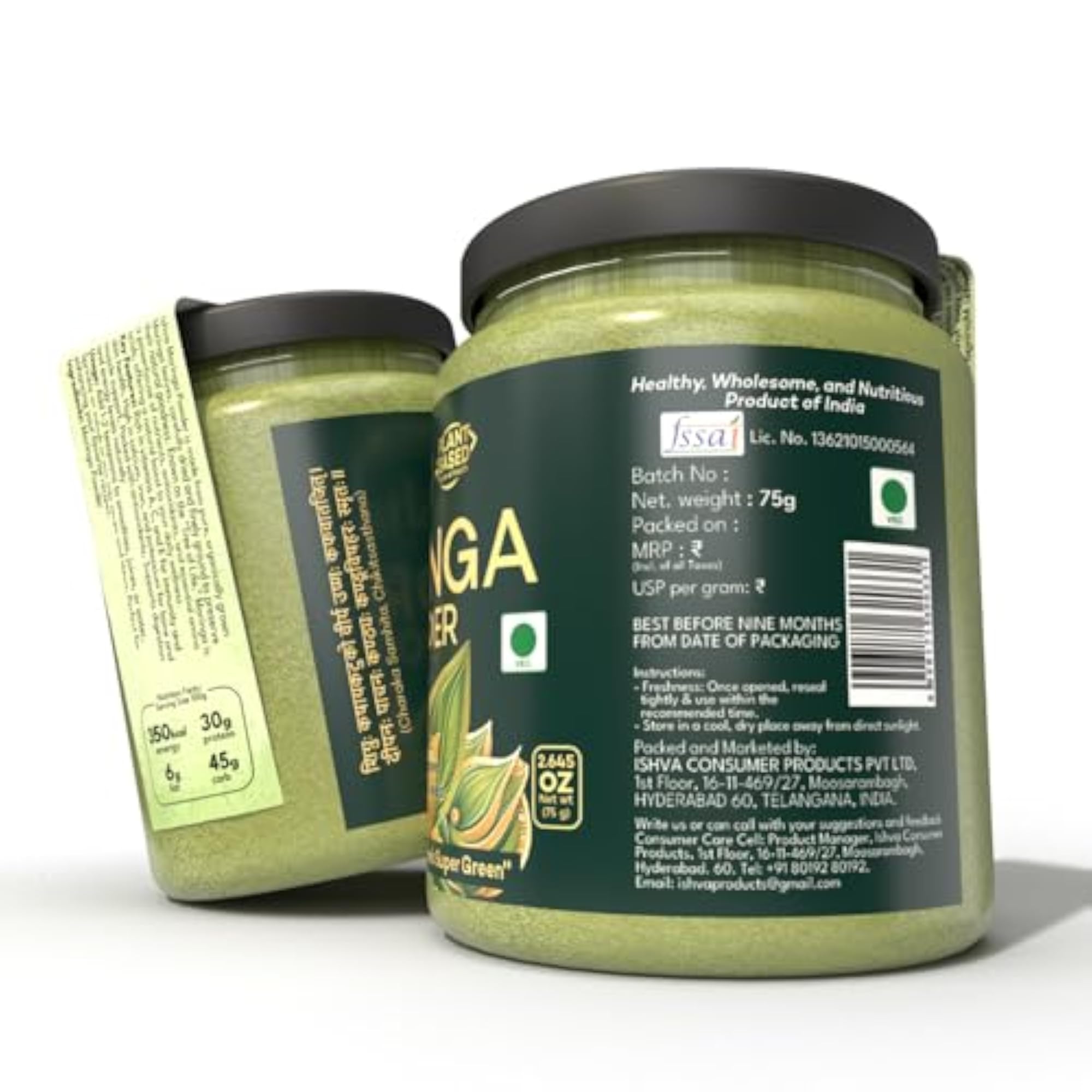 Moringa Powder in Glass Jar for Natural Wellness Boost