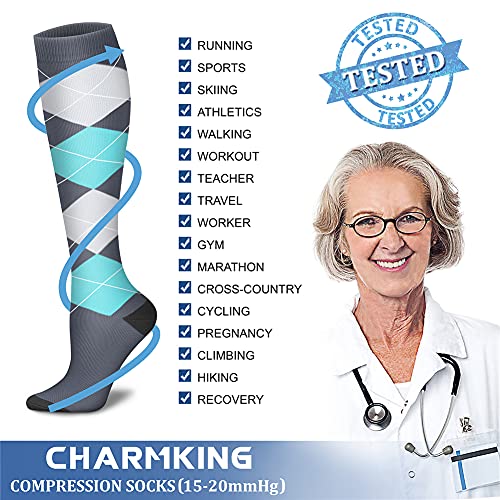 Image of Compression Socks (7 Pairs), 15-20 mmhg is BEST Graduated Athletic & Medical for Men & Women, Running, Flight, Travel, Nurses, Pregnant - Boost Performance, Blood Circulation