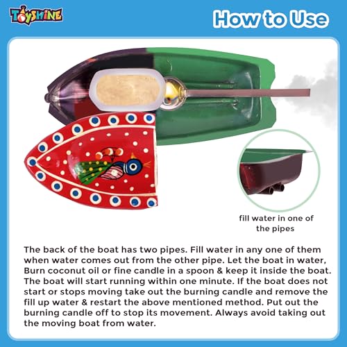 Image of Toyshine Classic Steam Powered Tin Metal Boat, Pop Pop Putt Putt Nav Classic Vintage Toy for Kids Age 5Y+, Multicolor