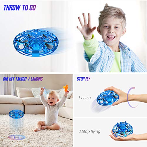 SNAPTAIN Hand Operated Drone for Kids or Adults, Flying Toys Mini Drones with 3D Flips,Circle Flight, Throw’n Go, 2 Speed Adjustment and One Key Takeoff/Landing