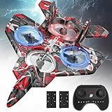 BEZGAR RC Plane, Foam Remote Control Airplane, Drone for Kids, RC Aircraft for Boys and Girls, Fighter Jet Helicopter with LED Lights, Altitude Hold, 360° Flip Stunt Rotation, Toy Airplane Red