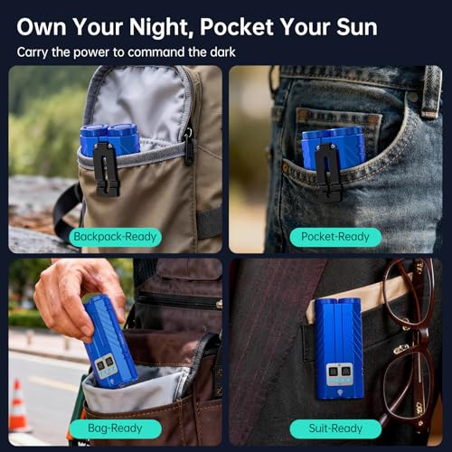 Image of Banral Powerful Rechargeable EDC Pocket Flashlight with Dual Light Source | 3100 High Lumens Tactical Flashlight, Zoomable 7 Modes, Type C Charging, Pocket Clip, Waterproof for Car, Emergency, Home
