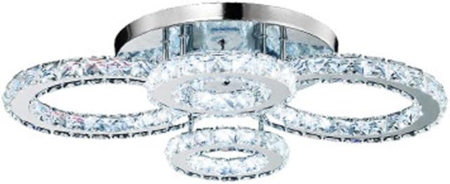 60 W Modern Designs LED Lamps Four Rings Lighting Bedroom Crystal Ceiling Lamp LED Crystal Ceiling Lamp for Living Room Dining Room Beautiful Decorative Chandelier 68 * 56 * 22 cm neutral white