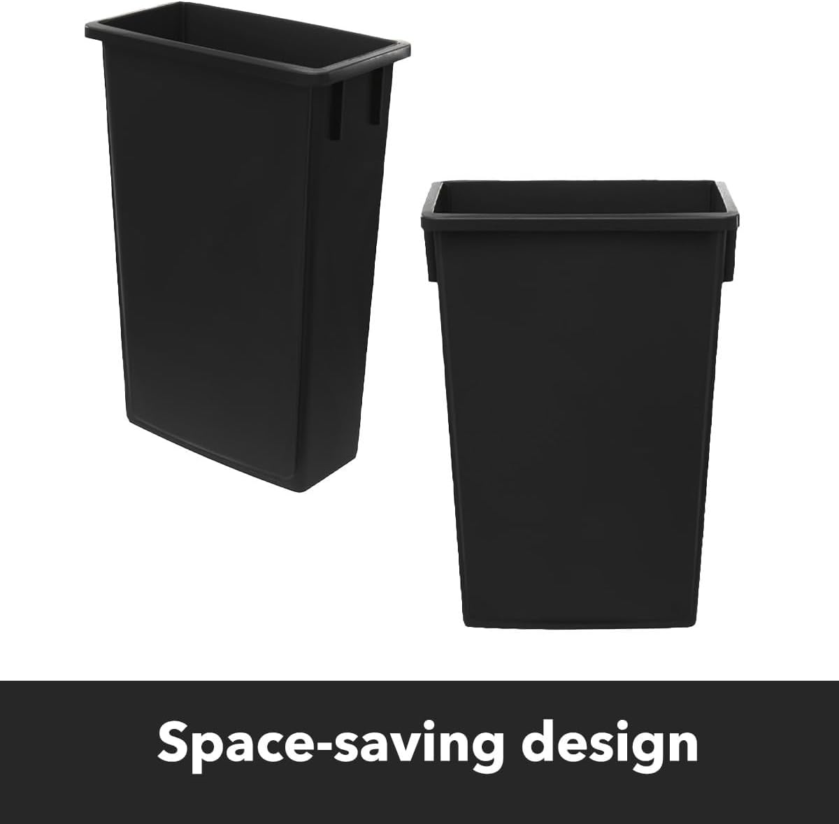23 Gallon Black Rectangular Plastic Commercial Trash Can