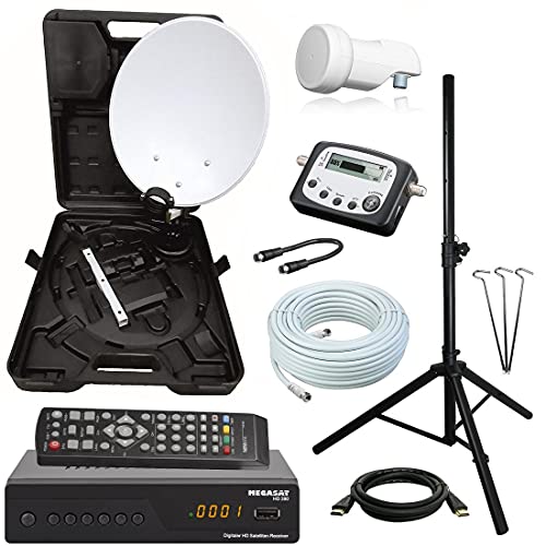 Sat Anlage Komplettset HD Camping Sat-Anlage Im Koffer - 35cm Schüssel Mit Easy-Finder LNB & Receiver Camping Sat Anlage Komplett