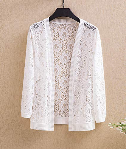 Femiserah Women's Long Sleeve Open Front Floral Lace Mesh Cardigan3