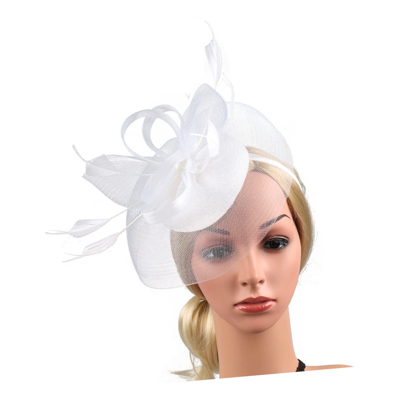 ifundom 4pezzi Cappello da Sposa Elegante Rete con Fiori Artificiali Fascinator Leggero e Romantico per Banquet e Tea Party Accessorio Moda per Donne