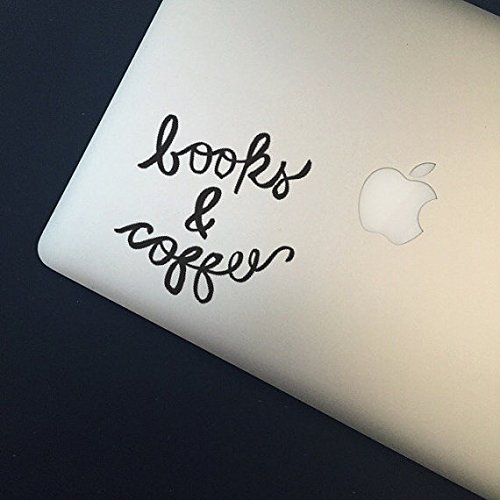 Book and Coffee Decal Vinyl Sticker|MacBook Laptop Computer Cars Trucks Vans Walls| Black |3.75 x 4 in|CCI951