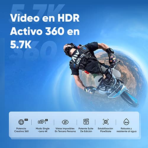 Miniatura 2 de Insta360 X3 Kit Motero - Cámara de acción 360 Resistente al Agua, Sensor de 1/2", 5.7K 360, Fotos 72MP, estabilización, Pantalla táctil de 2.29", edición por IA, Live Streaming, Webcam