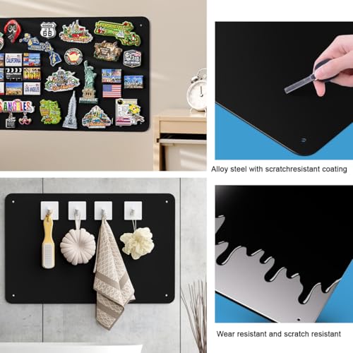 Schwarzes Metall Magnettafel Magnet Wand 22x32cm Magnetwand Magnetische Kreidetafel Magnethalter mit Zauberklebern und Schrauben für Zuhause Küche und Büro