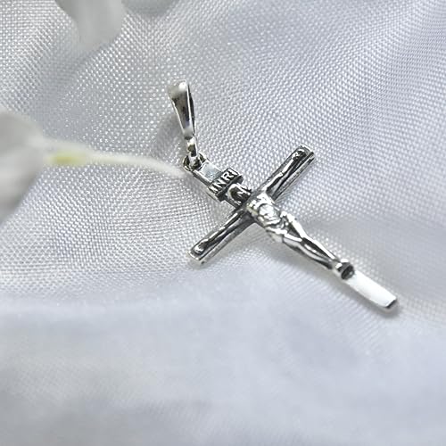 Kreuz Sterling Silber 925 Anhänger INRI Jesus Christ Kruzifix Religiöse Unisex