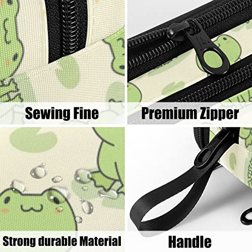 Image of Fustylead Cute Frog Big Capacity Pencil Pen Case, Multi-Purpose Makeup Bag Organizer Storage Pouch for Office College School Hiking Travel