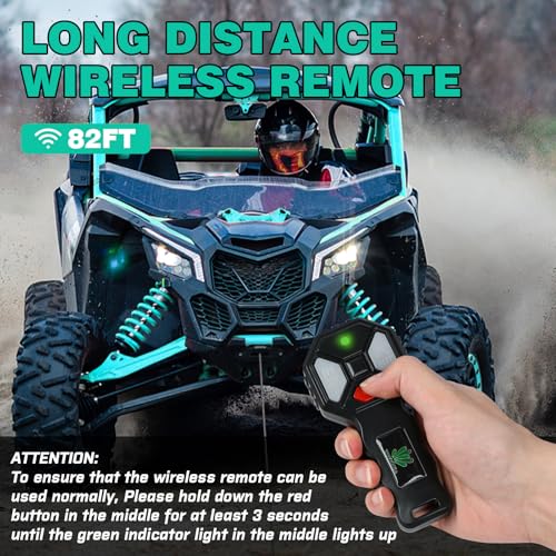 Image of 4500lbs ATV /UTV Winch with Synthetic Rope, Electric Boat Trailer Winch 12V, Waterproof Winch with 2 Wireless Remotes &Wired Switch,with Mounting Plate,Aluminium Fairlead