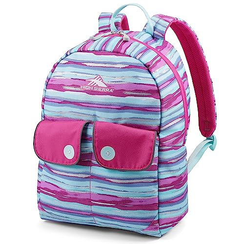 High Sierra Chiqui School Backpack with Tablet Sleeve + 2 Water Bottle Pockets, 18L, Watercolor Stripes