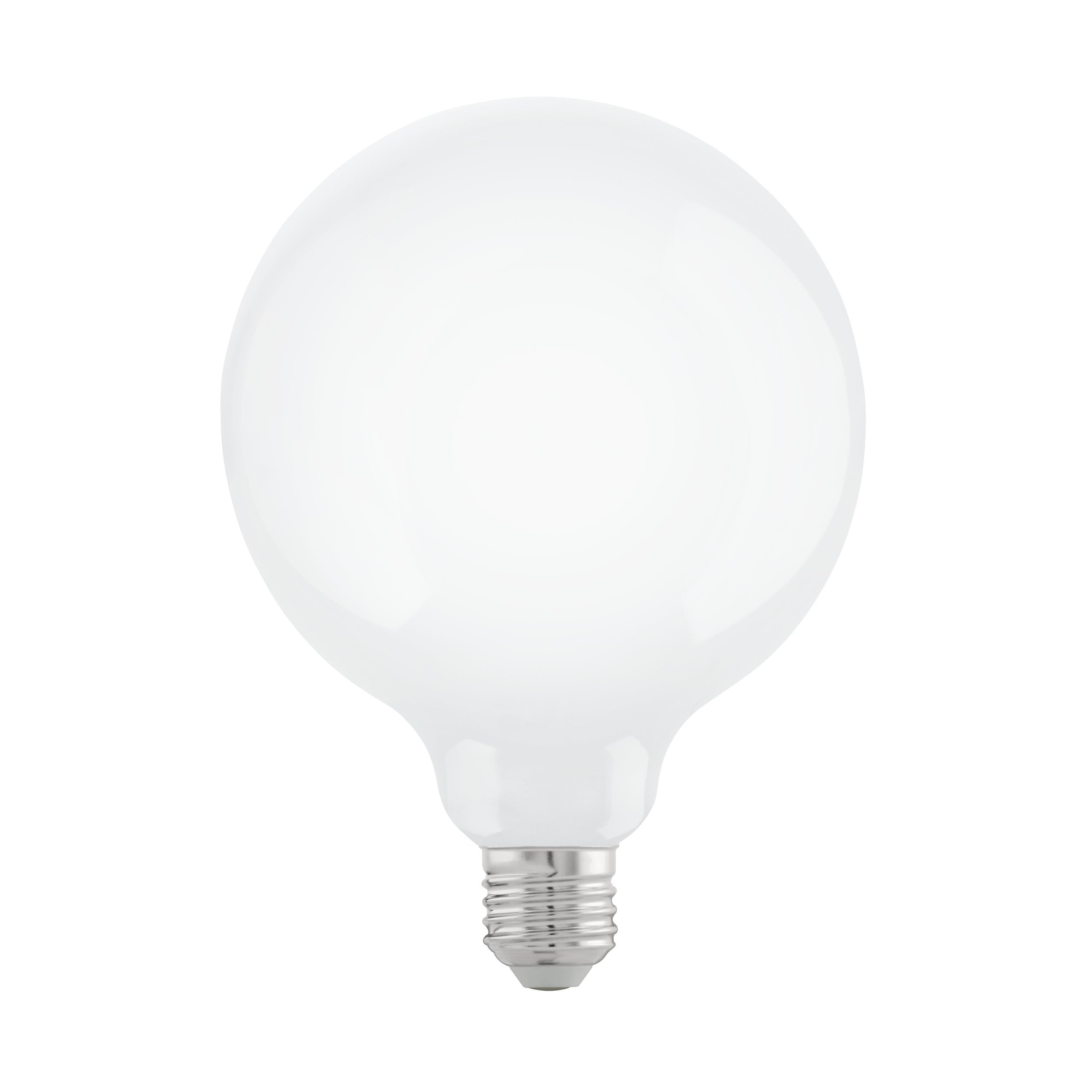 Eglo Dimmable E27 LED Light Bulb, Opaque Edison Globe lamp, 7.5 watt (Equivalent to 60 watt), 806 Lumen, Warm White Glow, 2700 Kelvin, White Opal, G125, Ø 5"