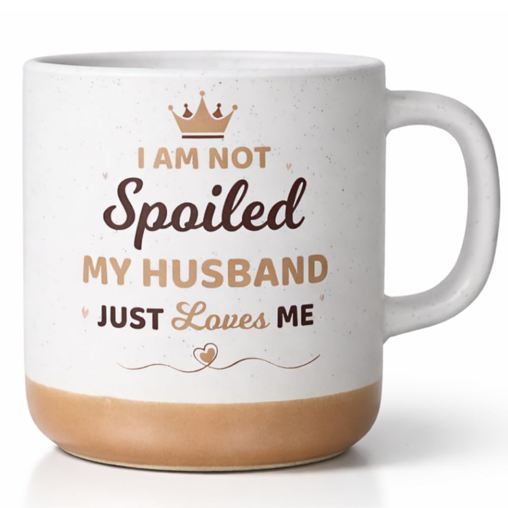 Mothers Day Gifts for Wife Mug, 11oz Stoneware Coffee Mug, Cute Wifey Coffee Mugs for Hot and Cold Drinks, Ceramic Mug for Spoiled Wife on Mother’s Day, Dishwasher and Microwave Safe
