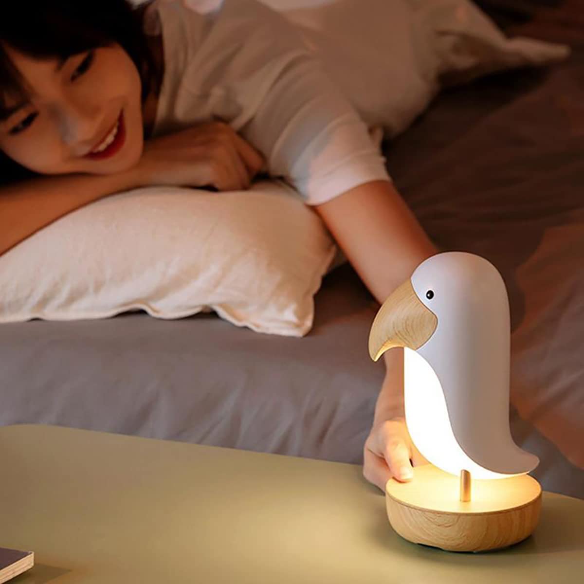 LED Nachtlicht Kinder Dekoratives Vogel Schreibtischlampe Dimmbar Tischlampe Wiederaufladbare Nachttischlampe Augenschutz Leselampe für Schlafzimmer,Kinderzimmer (Weiß)