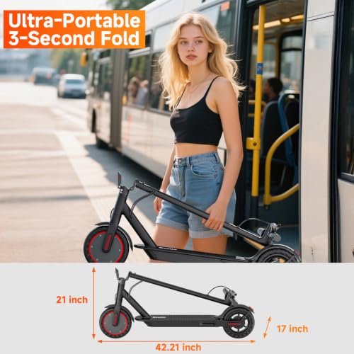 Image of Electric Scooter with Seat for Adult and Teens, 350W Motor Up to 19 MPH | 15 to 21 Miles Range,8.5 inch Tires, Dual Brake, Curise Control, Foldable Commuter E Scooter with Seat