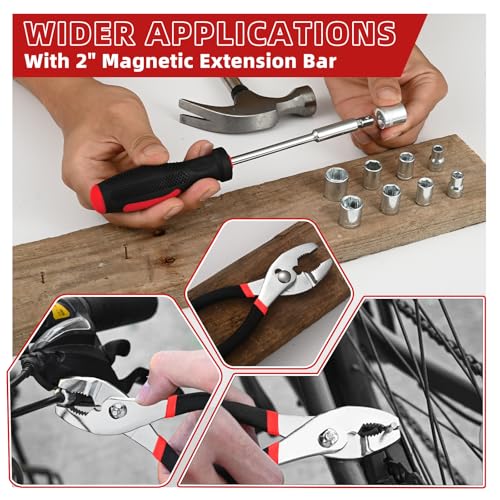 Image of 144-Piece Red Home Tool Set, Household Hand Kit with Plastic Toolbox | Basic repair tools for women & college students, all-purpose dorm set for home, apartment, office & daily household DIY use