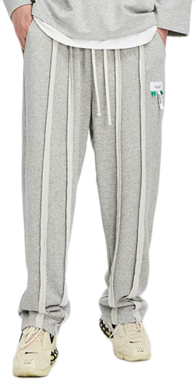 Amazon ステッチ スウェットパンツ デザインパンツ グレー ダンス ワイド ロング 部屋着 トレーニング スエット パジャマ メンズ マッチョ Gtline Favolic ファボリック S Gray ロングパンツ 通販