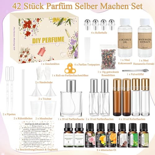 Perfume Oil Making Kit, Creative Craft Set Adult DIY with Essential Oil, Mini Fragrances as a Gift for Women/Girls/Women