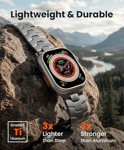 Image of AGIS02 Titanium Band for Apple Watch Ultra 3 /2 /1 Band 49mm & Series 11 /10 46mm, Grade 5 Titanium Ultra Watch Band for Men with DLC Coating, Durable and Lightweight iWatch Metal Strap