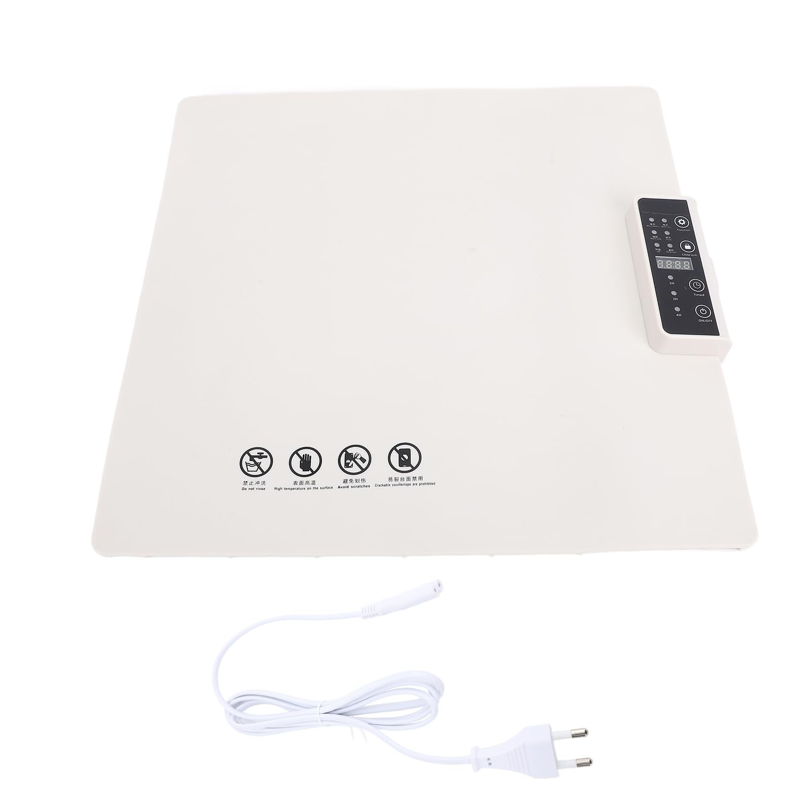 Respicefinem Bandeja calentadora eléctrica Calefacción Completa 5 configuraciones de Temperatura Temporizador 1H 2H 4H Calentador de Alimentos de Silicona para reuniones Fiestas (Blanca)