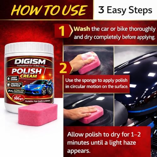 Image of Car & Bike Multi Surface Polish Cream | Restores Shine | Removes Dullness & Minor Scratches | Long-Lasting Gloss Protection (Pack of 1) (Pack of 1)