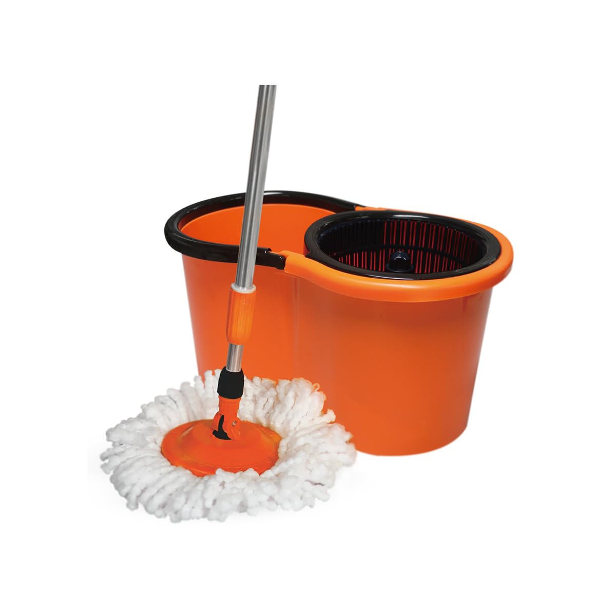Royalford RoyalBright Modern Easy Spin Mop and Bucket Set RF12420 Spinning Mop Bucket for Home Cleaning Press 360° Telescopic Stainless Steel handle Wringer Dryer Basket Home Kitchen Floor Cleaning