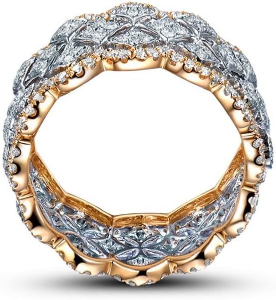 ENDLESSNESS & ETERNITY 14K Gold Plated Vintage Wedding Band Ring Court Style Cubic Zirconia Cocktail Ring Stackable Statement Promise Proposal Band Ring for Women - Image 4